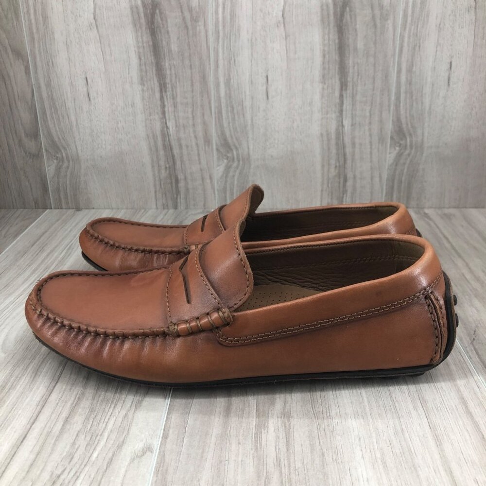 Peter Huber Driving Shoes Mens 8M Maddox Cognac Brown Leather Slip On Shoes - Picture 2 of 13